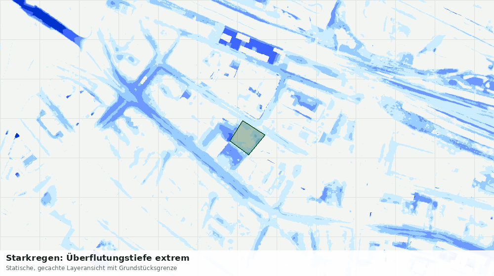 Statische Kartenansicht: Starkregen: Überflutungstiefe extrem