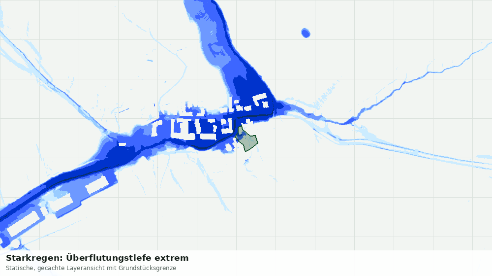 Statische Kartenansicht: Starkregen: Überflutungstiefe extrem