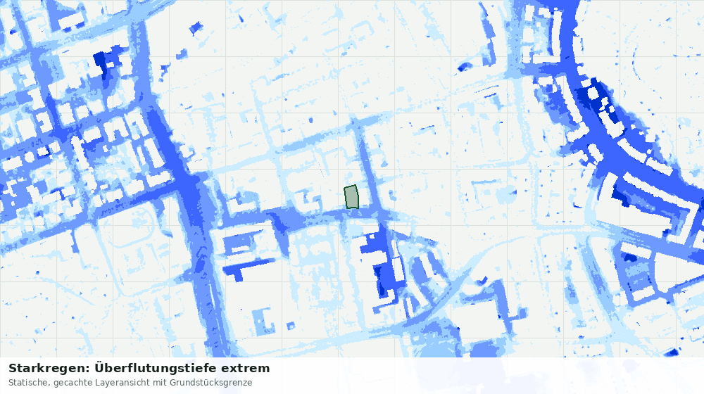 Statische Kartenansicht: Starkregen: Überflutungstiefe extrem