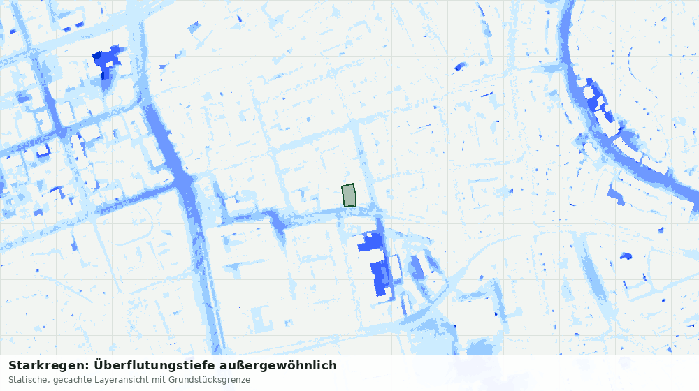 Statische Kartenansicht: Starkregen: Überflutungstiefe außergewöhnlich
