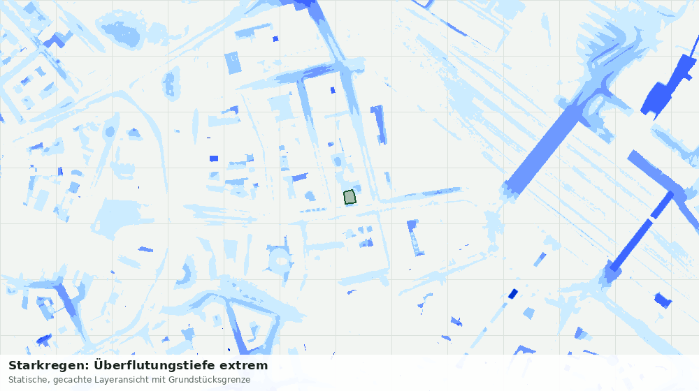 Statische Kartenansicht: Starkregen: Überflutungstiefe extrem