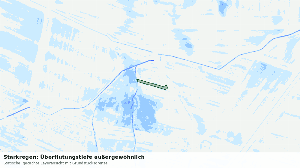 Statische Kartenansicht: Starkregen: Überflutungstiefe außergewöhnlich