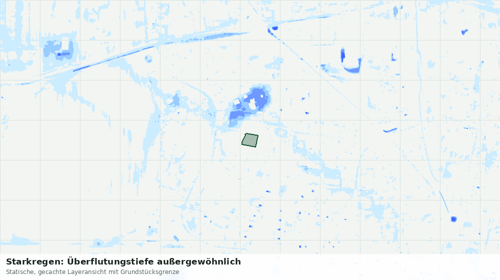 Statische Kartenansicht: Starkregen: Überflutungstiefe außergewöhnlich