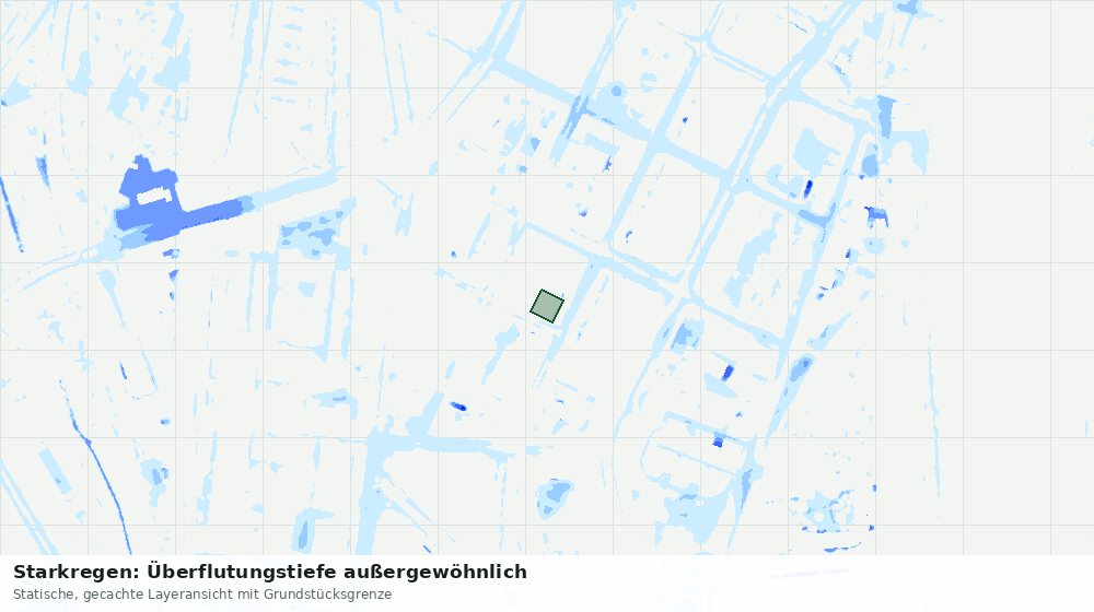 Statische Kartenansicht: Starkregen: Überflutungstiefe außergewöhnlich