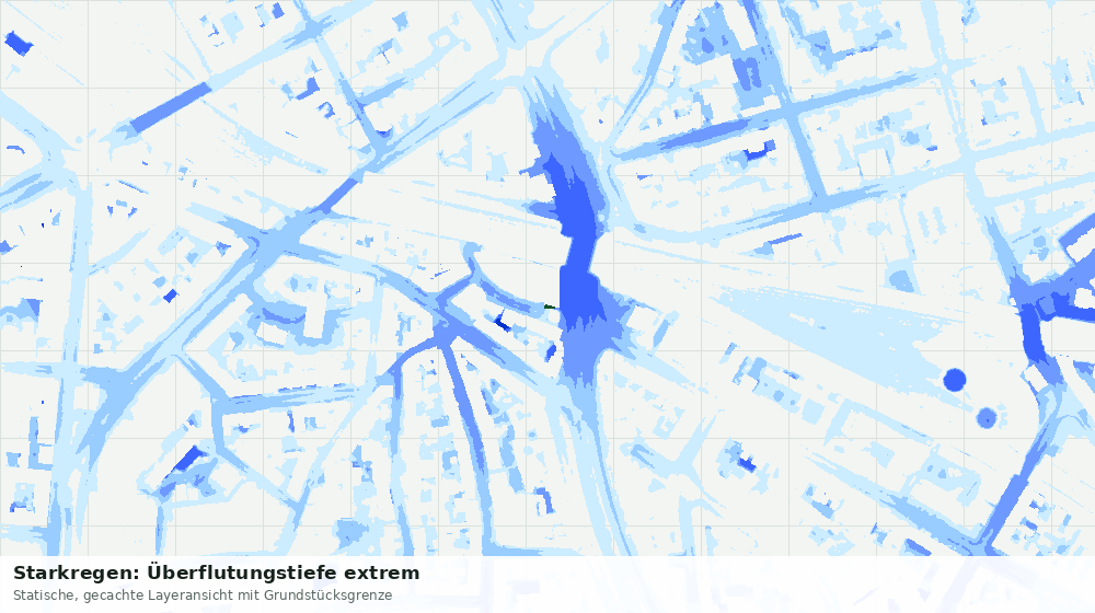Statische Kartenansicht: Starkregen: Überflutungstiefe extrem