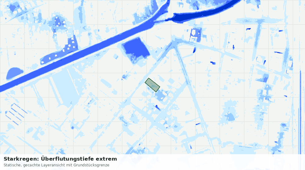 Statische Kartenansicht: Starkregen: Überflutungstiefe extrem