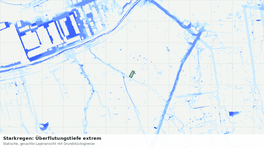 Statische Kartenansicht: Starkregen: Überflutungstiefe extrem