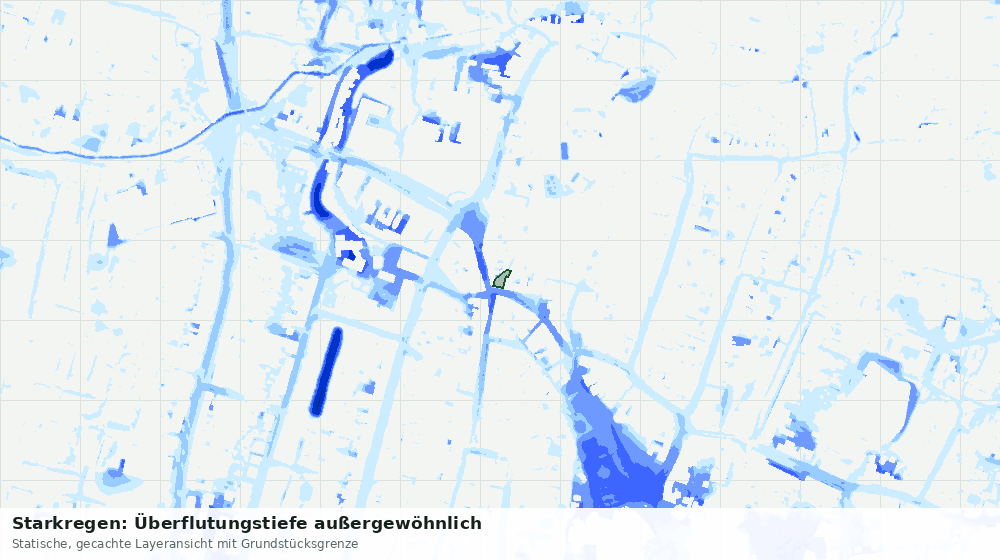 Statische Kartenansicht: Starkregen: Überflutungstiefe außergewöhnlich