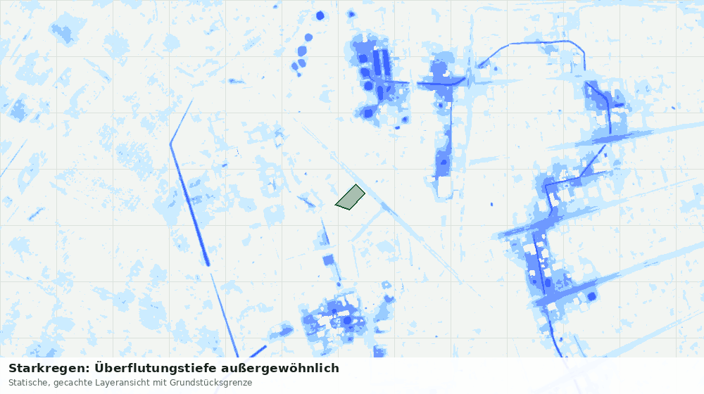 Statische Kartenansicht: Starkregen: Überflutungstiefe außergewöhnlich