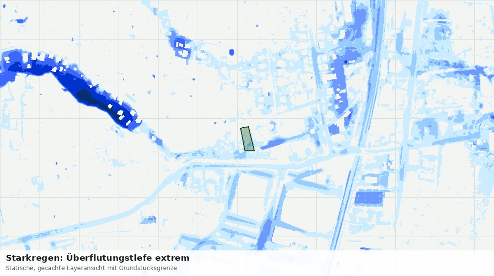 Statische Kartenansicht: Starkregen: Überflutungstiefe extrem