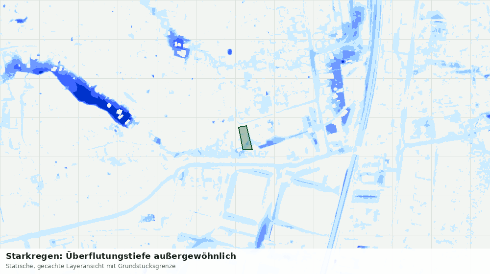 Statische Kartenansicht: Starkregen: Überflutungstiefe außergewöhnlich