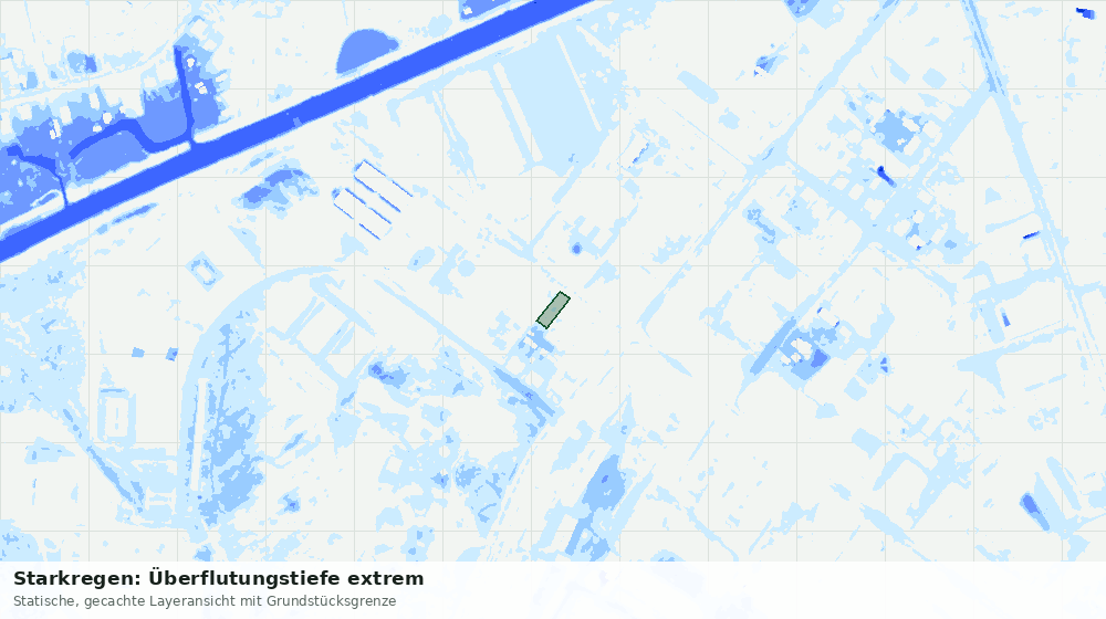 Statische Kartenansicht: Starkregen: Überflutungstiefe extrem