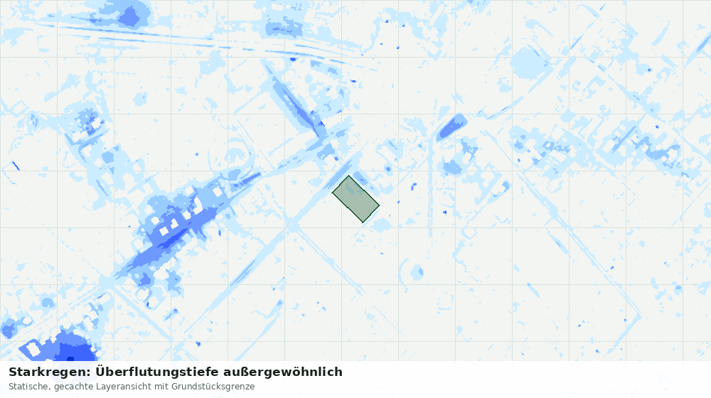 Statische Kartenansicht: Starkregen: Überflutungstiefe außergewöhnlich