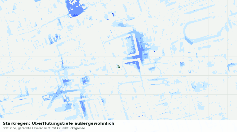 Statische Kartenansicht: Starkregen: Überflutungstiefe außergewöhnlich
