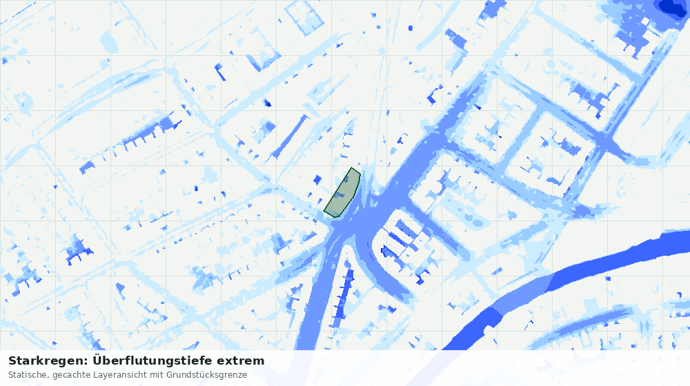 Statische Kartenansicht: Starkregen: Überflutungstiefe extrem