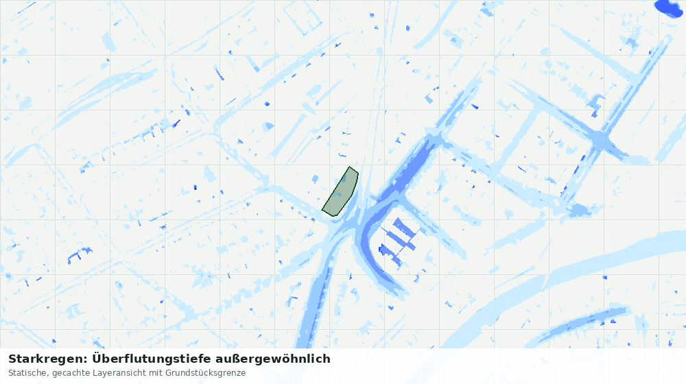 Statische Kartenansicht: Starkregen: Überflutungstiefe außergewöhnlich