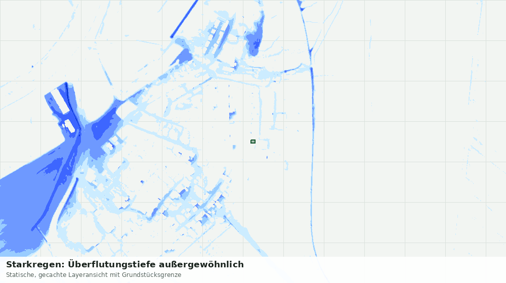 Statische Kartenansicht: Starkregen: Überflutungstiefe außergewöhnlich