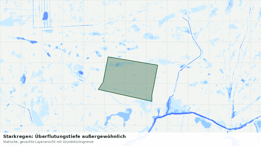 Statische Kartenansicht: Starkregen: Überflutungstiefe außergewöhnlich