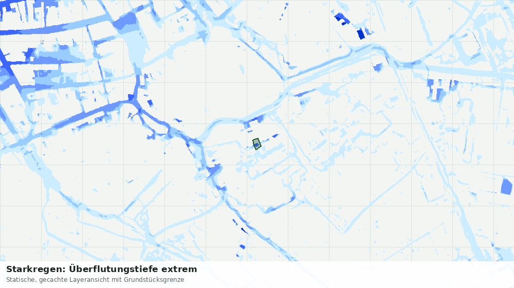 Statische Kartenansicht: Starkregen: Überflutungstiefe extrem