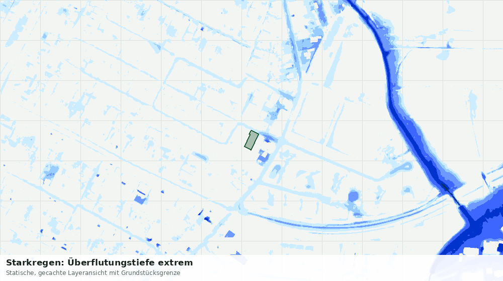 Statische Kartenansicht: Starkregen: Überflutungstiefe extrem