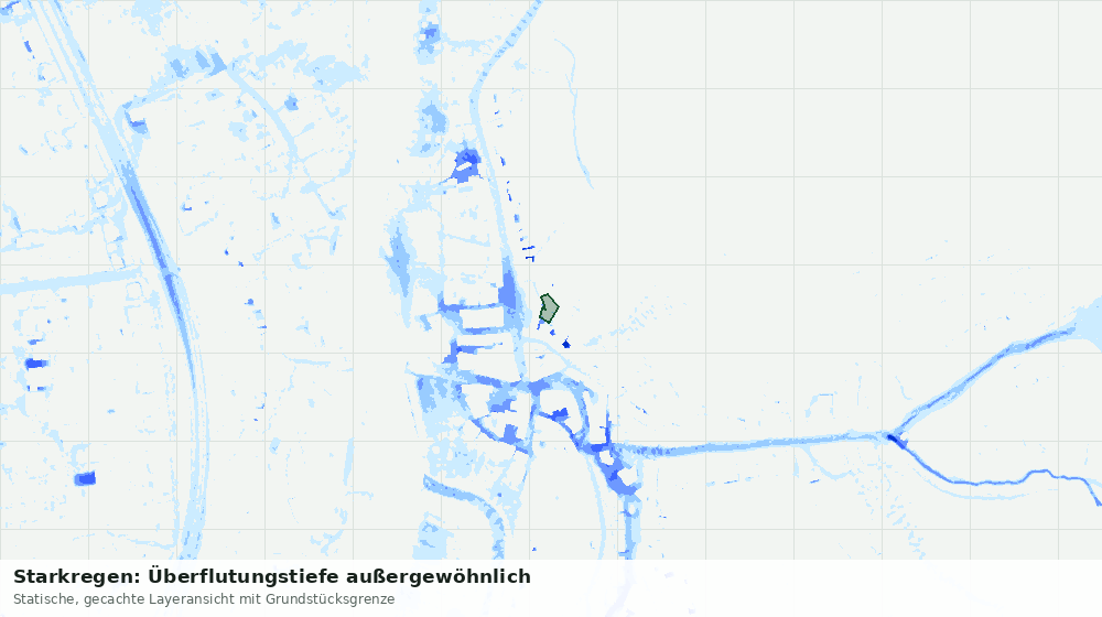 Statische Kartenansicht: Starkregen: Überflutungstiefe außergewöhnlich