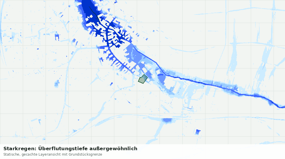 Statische Kartenansicht: Starkregen: Überflutungstiefe außergewöhnlich