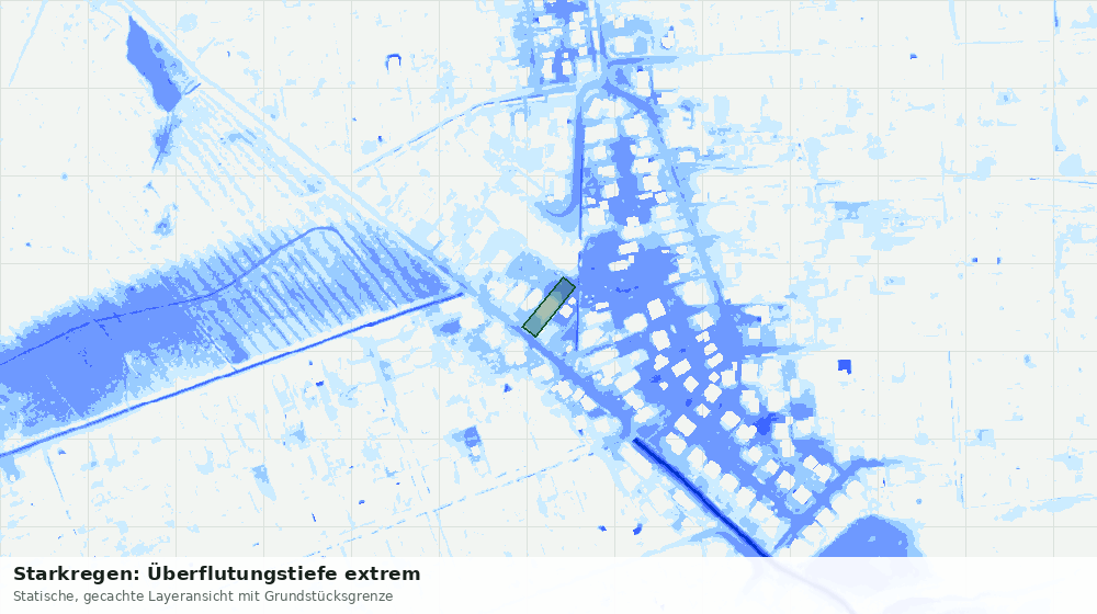 Statische Kartenansicht: Starkregen: Überflutungstiefe extrem