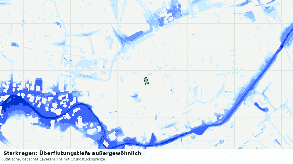 Statische Kartenansicht: Starkregen: Überflutungstiefe außergewöhnlich