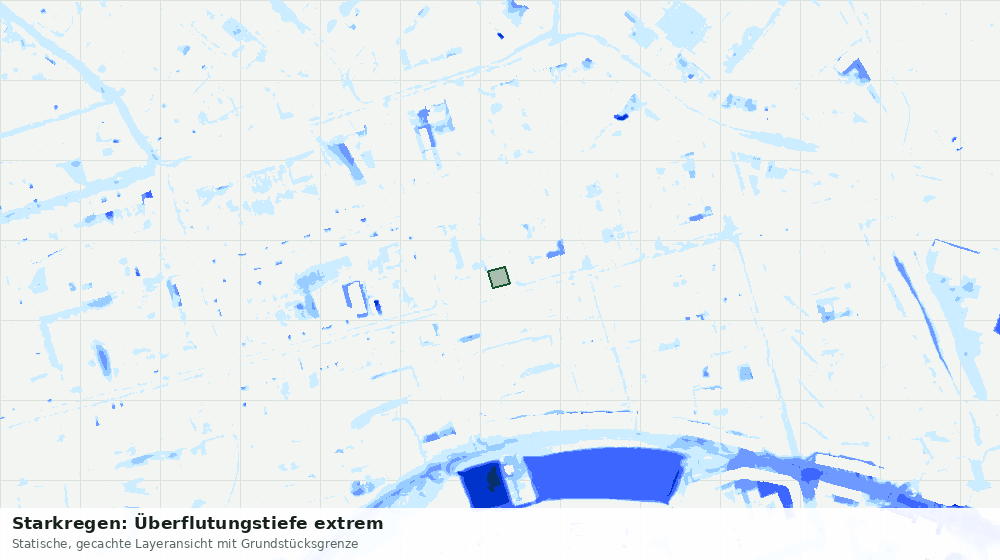 Statische Kartenansicht: Starkregen: Überflutungstiefe extrem