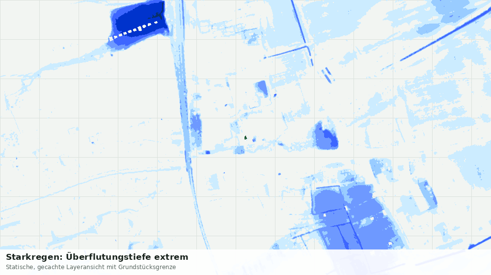 Statische Kartenansicht: Starkregen: Überflutungstiefe extrem