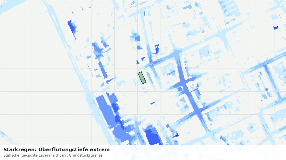 Statische Kartenansicht: Starkregen: Überflutungstiefe extrem