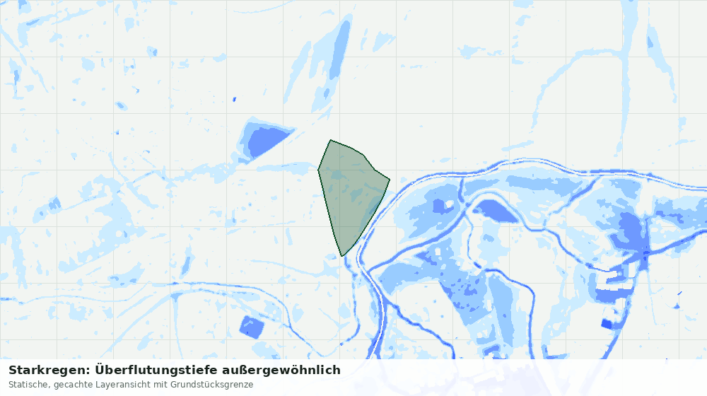 Statische Kartenansicht: Starkregen: Überflutungstiefe außergewöhnlich
