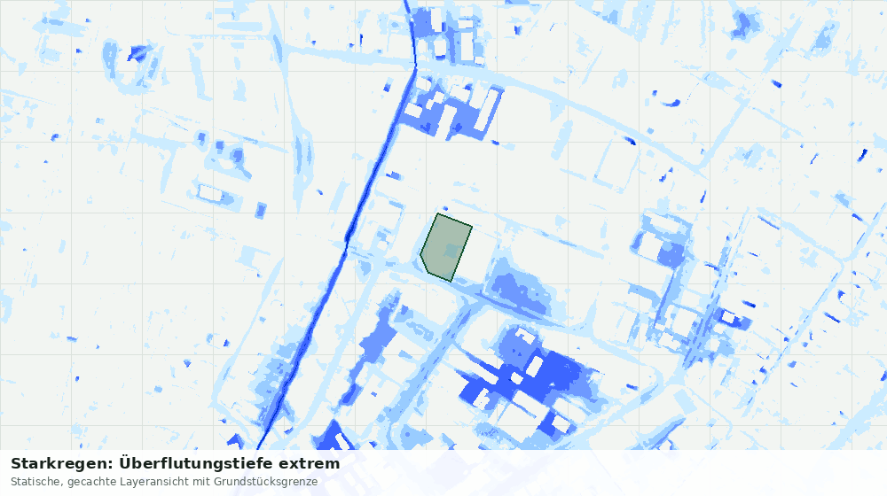 Statische Kartenansicht: Starkregen: Überflutungstiefe extrem