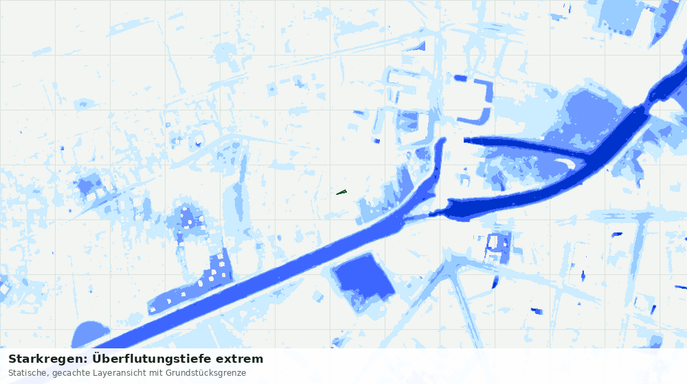 Statische Kartenansicht: Starkregen: Überflutungstiefe extrem