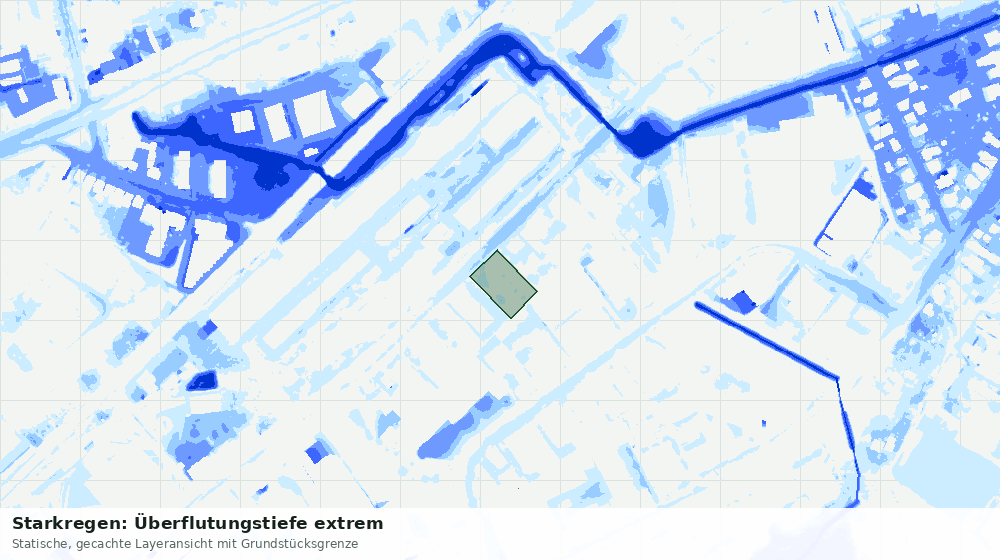Statische Kartenansicht: Starkregen: Überflutungstiefe extrem