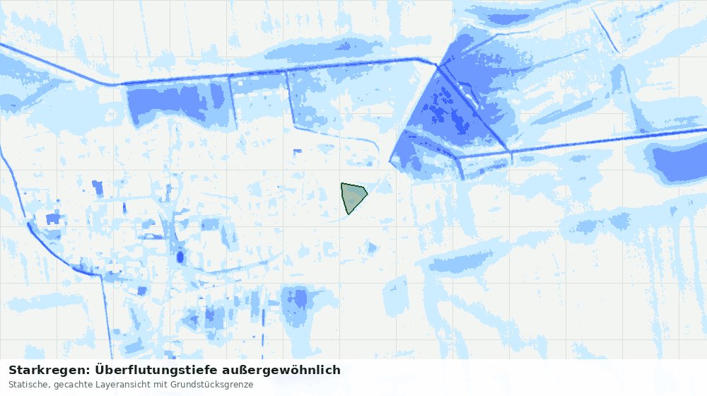 Statische Kartenansicht: Starkregen: Überflutungstiefe außergewöhnlich