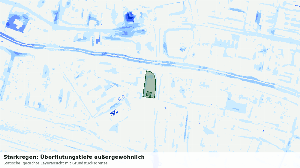 Statische Kartenansicht: Starkregen: Überflutungstiefe außergewöhnlich