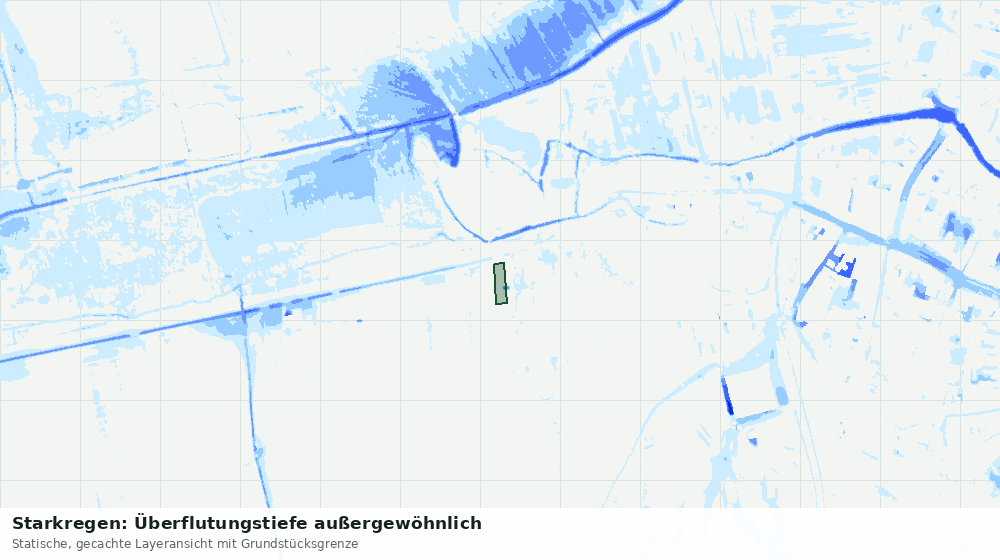 Statische Kartenansicht: Starkregen: Überflutungstiefe außergewöhnlich