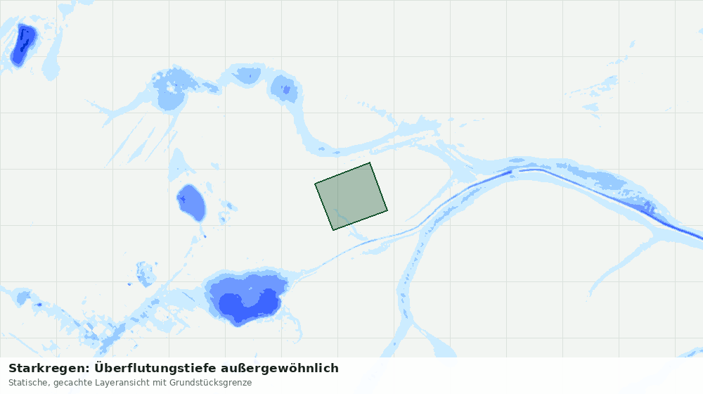Statische Kartenansicht: Starkregen: Überflutungstiefe außergewöhnlich