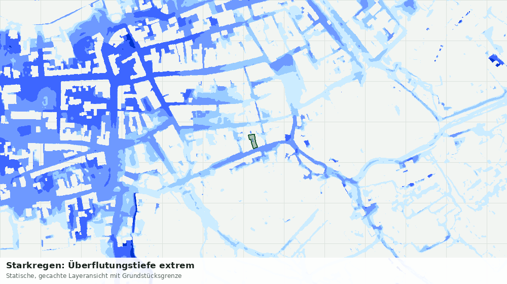Statische Kartenansicht: Starkregen: Überflutungstiefe extrem