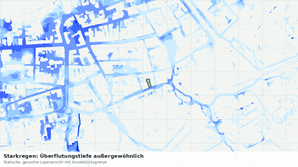 Statische Kartenansicht: Starkregen: Überflutungstiefe außergewöhnlich