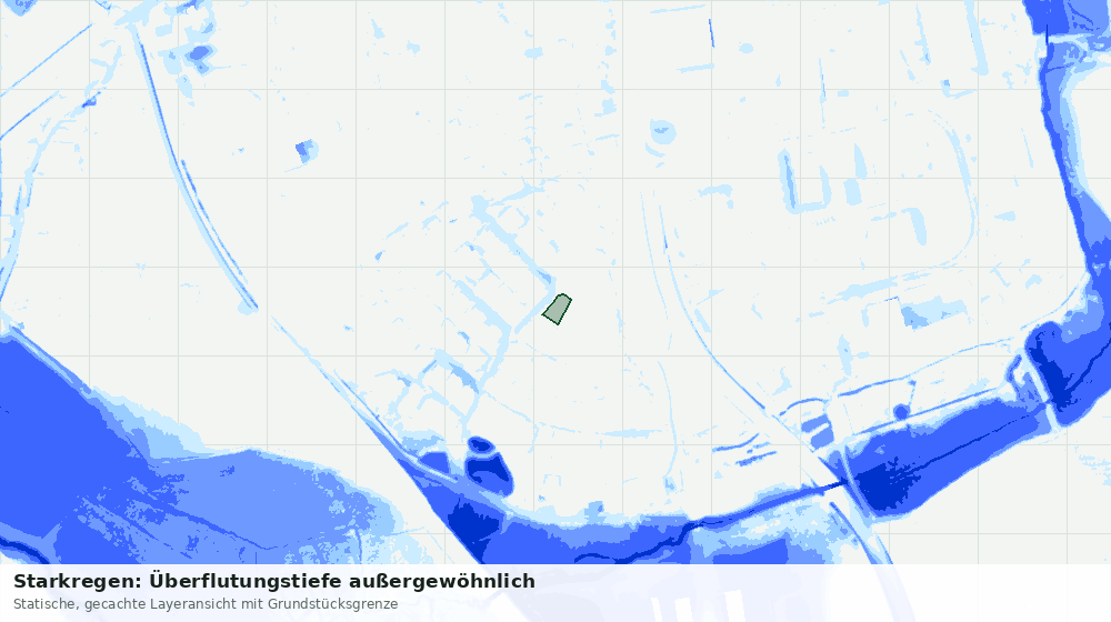 Statische Kartenansicht: Starkregen: Überflutungstiefe außergewöhnlich