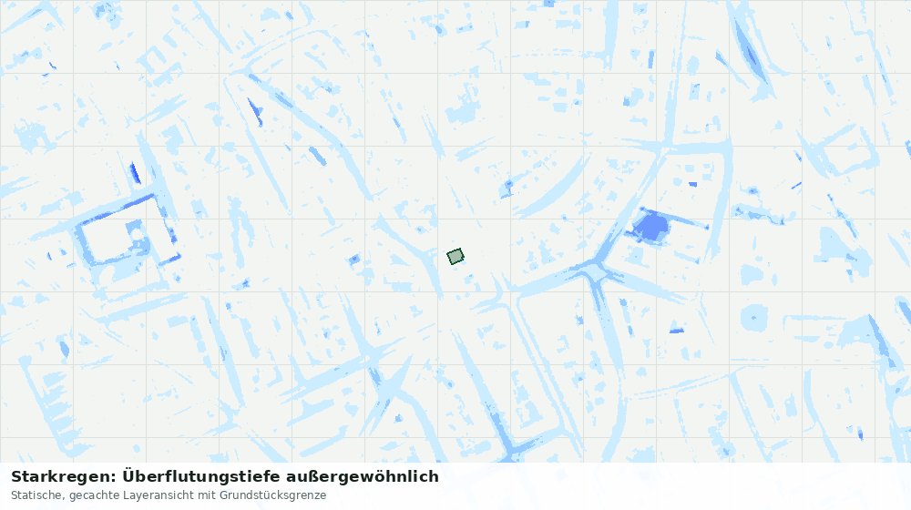 Statische Kartenansicht: Starkregen: Überflutungstiefe außergewöhnlich