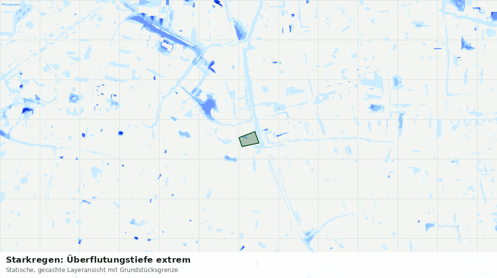 Statische Kartenansicht: Starkregen: Überflutungstiefe extrem