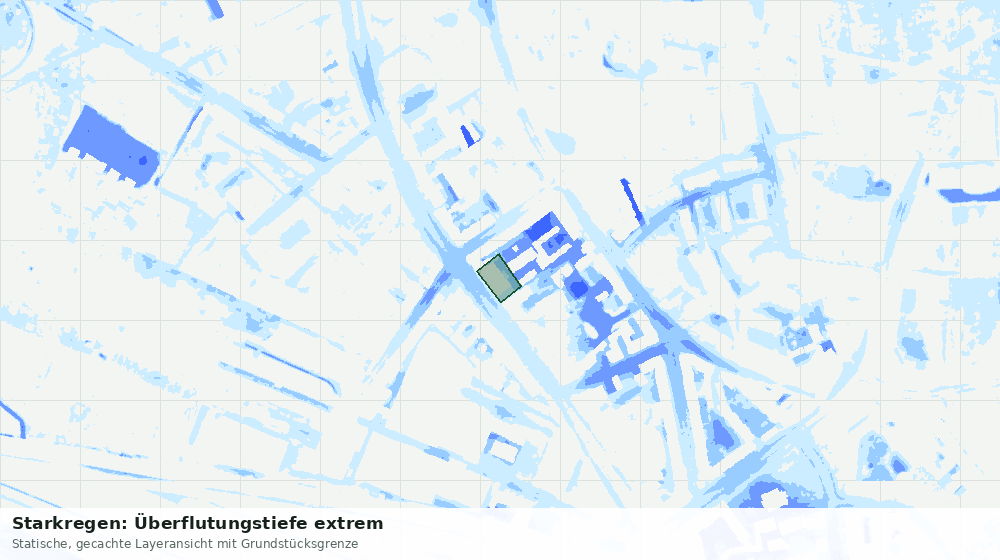 Statische Kartenansicht: Starkregen: Überflutungstiefe extrem