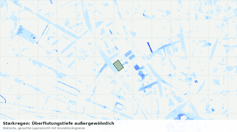 Statische Kartenansicht: Starkregen: Überflutungstiefe außergewöhnlich