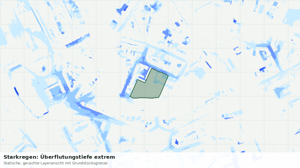 Statische Kartenansicht: Starkregen: Überflutungstiefe extrem