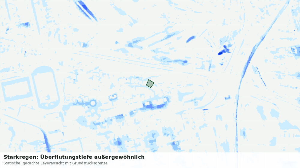 Statische Kartenansicht: Starkregen: Überflutungstiefe außergewöhnlich