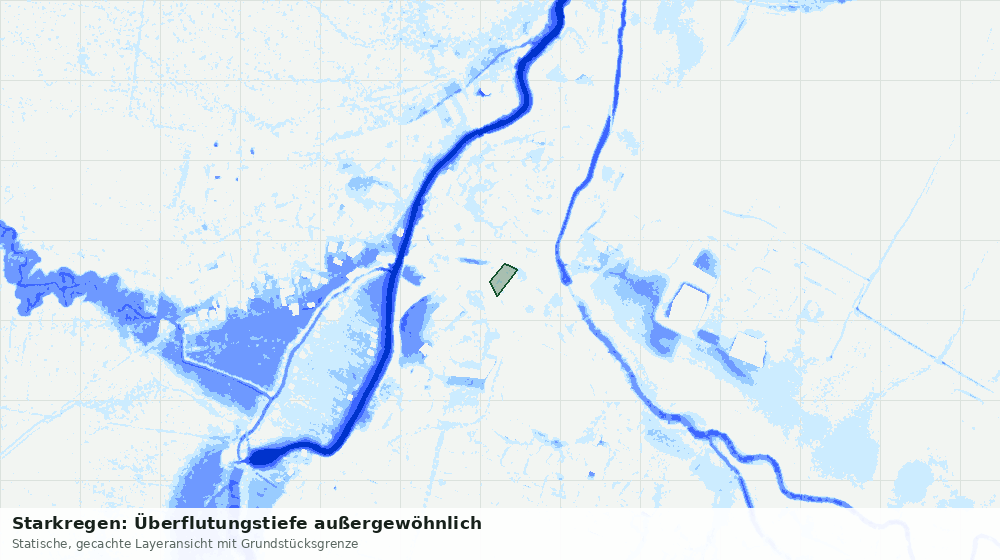 Statische Kartenansicht: Starkregen: Überflutungstiefe außergewöhnlich