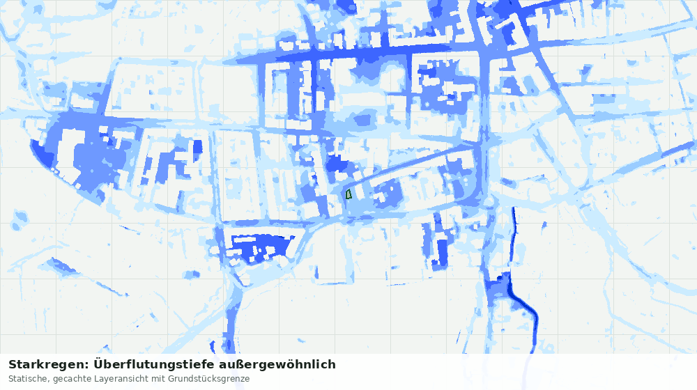Statische Kartenansicht: Starkregen: Überflutungstiefe außergewöhnlich